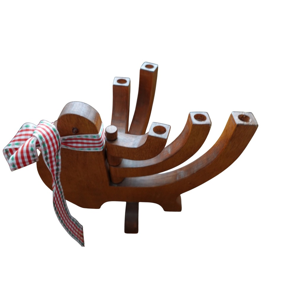 Wooden Bird Candelabra 5 stick Candle Holder